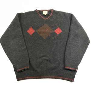 Scott Barber Merino Wool V-Neck Argyle Sweater